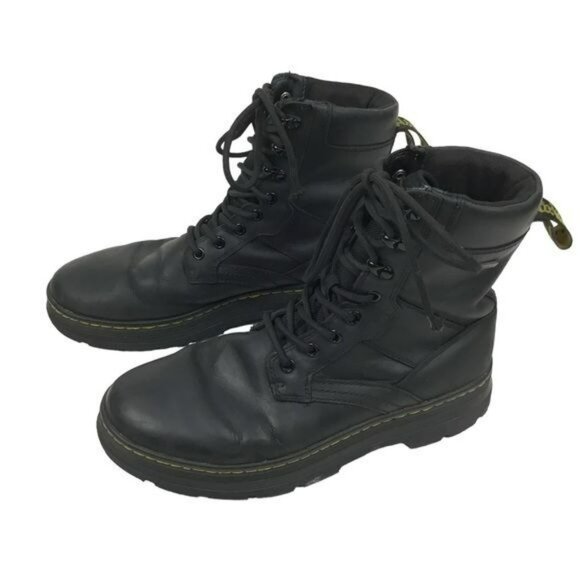 Dr. Martens AirWair Black Leather Combat Boots Lace-Up Size 9 Mens Durable Sole - Picture 1 of 14